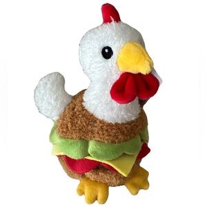 Way To Celebrate Chicken Hamburger Plush Easter Stuffed Animal 8” NEW!